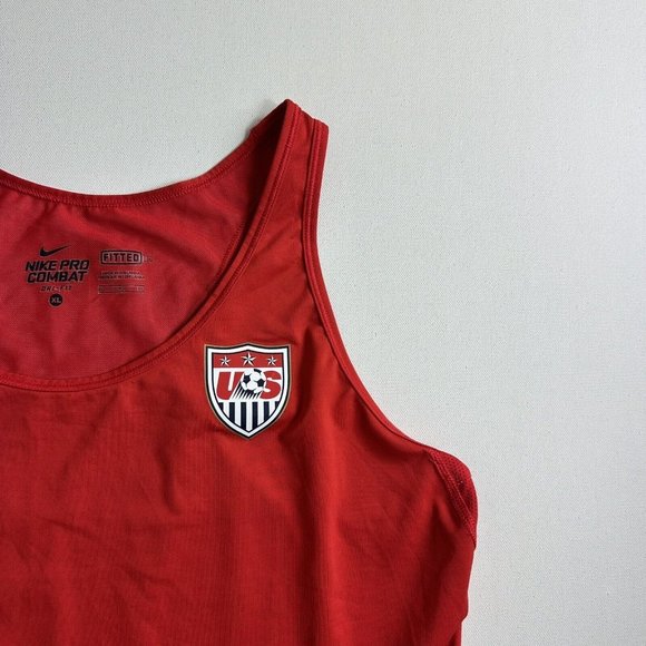 Nike Dri-Fit Pro Combat Fitted US Soccer Tank Top Women's Size XL Red Run Active - Picture 4 of 10